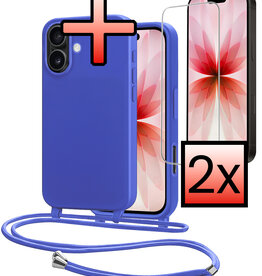 NoXx NoXx iPhone 17 Hoesje met Koord Met 2x Screenprotector - Fel Blauw