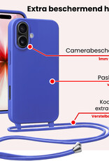 NoXx NoXx iPhone 17 Hoesje met Koord Met 2x Screenprotector - Fel Blauw