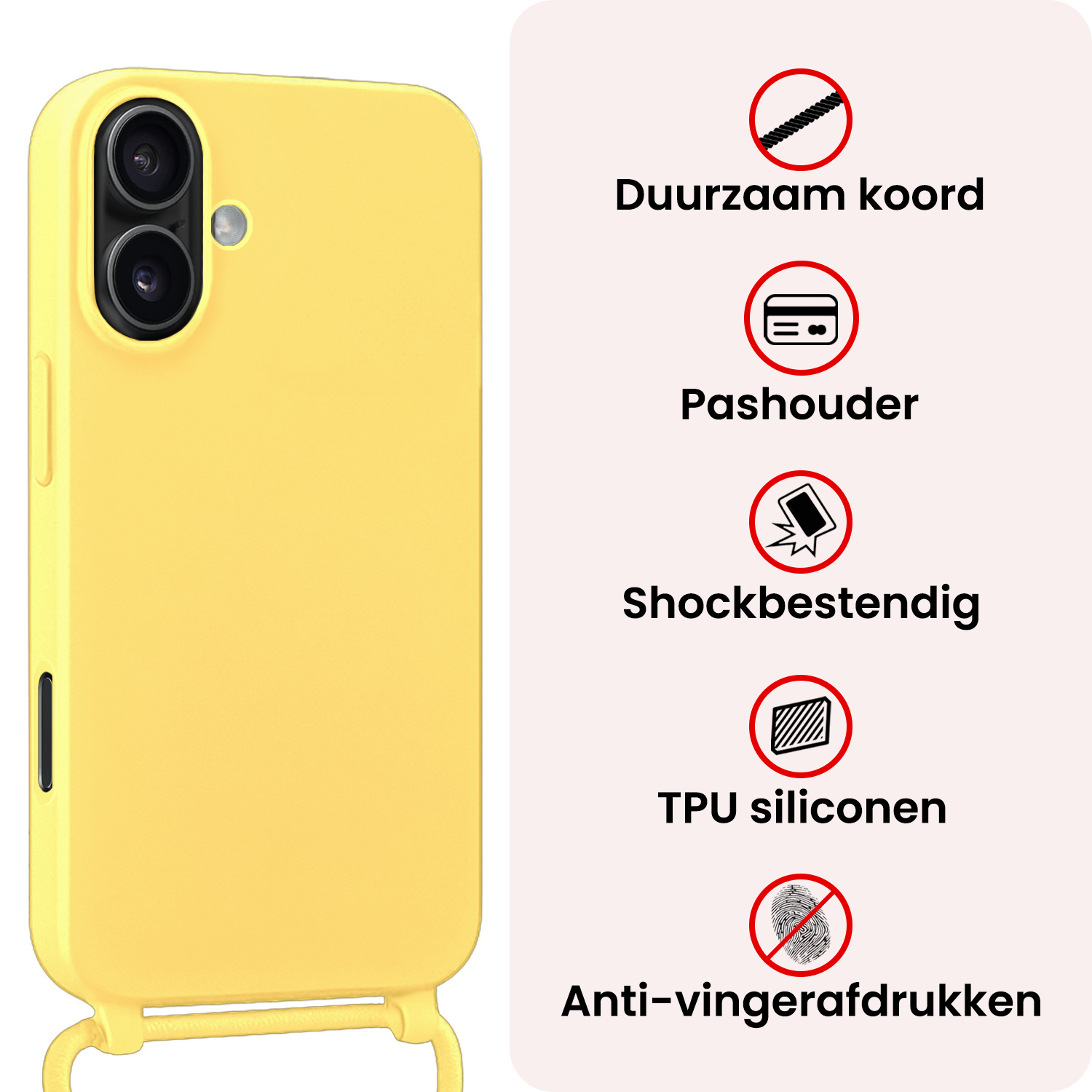 NoXx NoXx iPhone 17 Hoesje met Koord - Geel