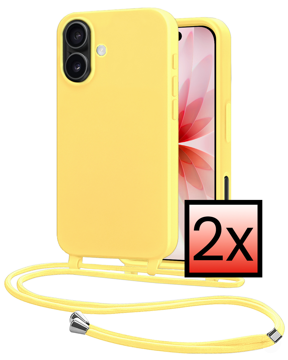 NoXx NoXx iPhone 17 Hoesje met Koord - Geel - 2 PACK