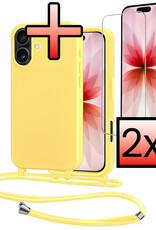 NoXx NoXx iPhone 17 Hoesje met Koord Met 2x Screenprotector - Geel