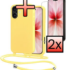 NoXx NoXx iPhone 17 Hoesje met Koord Met 2x Screenprotector - Geel