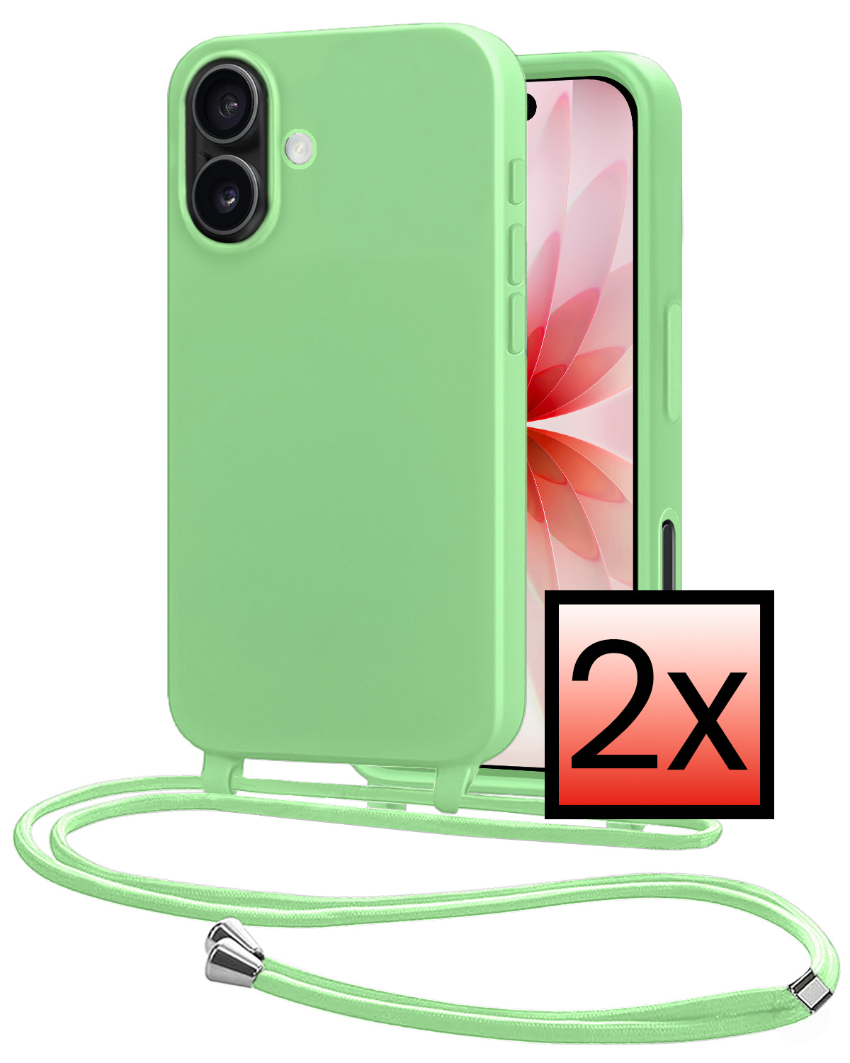 NoXx NoXx iPhone 17 Hoesje met Koord - Groen - 2 PACK