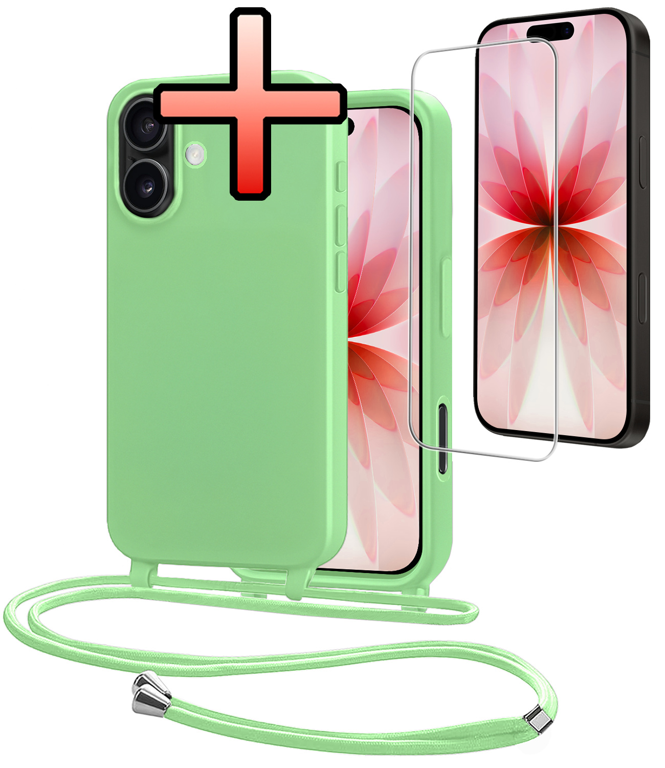 NoXx NoXx iPhone 17 Hoesje met Koord Met Screenprotector - Groen