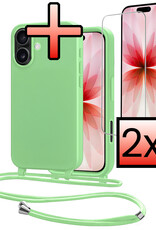 NoXx NoXx iPhone 17 Hoesje met Koord Met 2x Screenprotector - Groen
