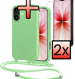 NoXx NoXx iPhone 17 Hoesje met Koord Met 2x Screenprotector - Groen