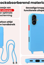 NoXx NoXx iPhone 17 Hoesje met Koord - Lichtblauw - 2 PACK