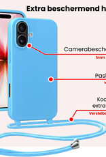 NoXx NoXx iPhone 17 Hoesje met Koord Met 2x Screenprotector - Lichtblauw