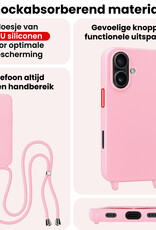 NoXx NoXx iPhone 17 Hoesje met Koord - Lichtroze - 2 PACK