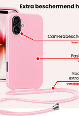NoXx NoXx iPhone 17 Hoesje met Koord Met 2x Screenprotector - Lichtroze