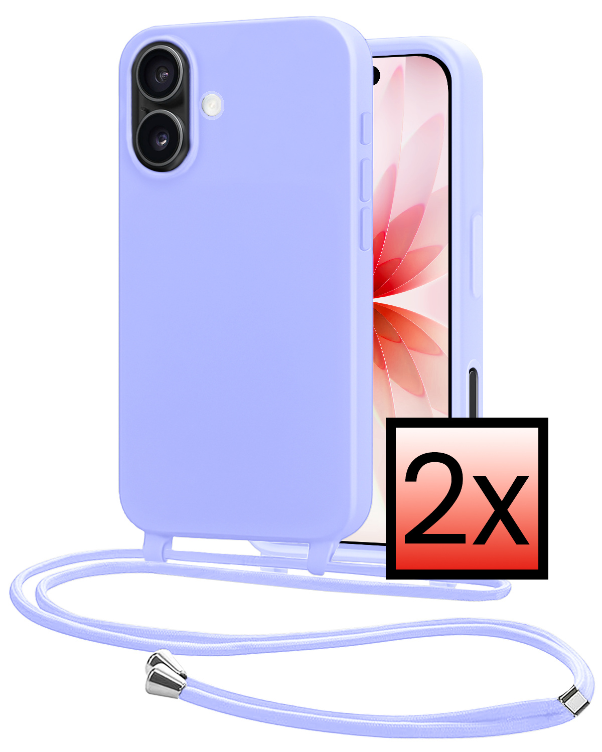 NoXx NoXx iPhone 17 Hoesje met Koord - Lila - 2 PACK