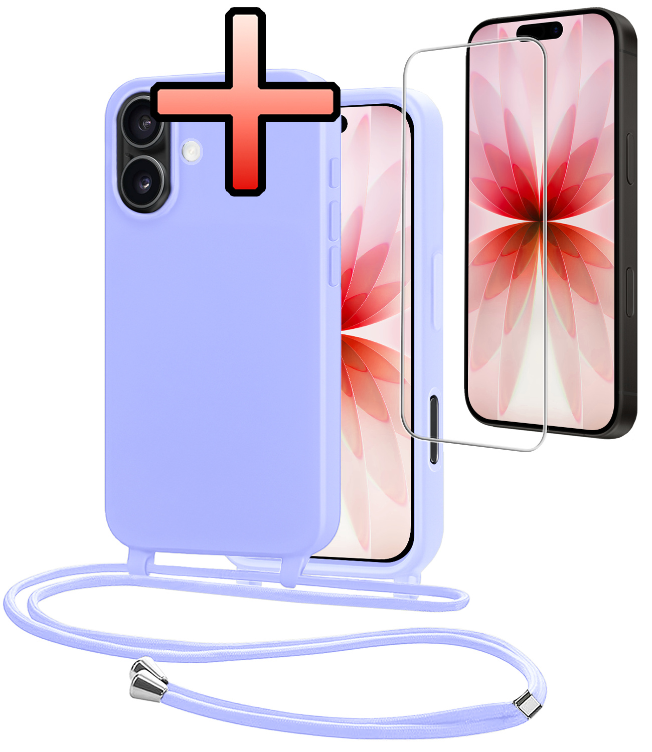 NoXx NoXx iPhone 17 Hoesje met Koord Met Screenprotector - Lila