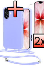 NoXx NoXx iPhone 17 Hoesje met Koord Met 2x Screenprotector - Lila