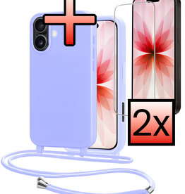 NoXx NoXx iPhone 17 Hoesje met Koord Met 2x Screenprotector - Lila