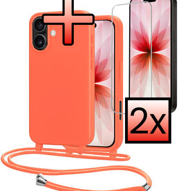 NoXx NoXx iPhone 17 Hoesje met Koord Met 2x Screenprotector - Papaya