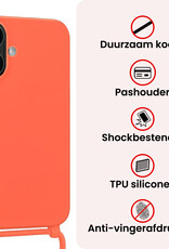 NoXx NoXx iPhone 17 Hoesje met Koord Met 2x Screenprotector - Papaya