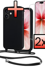 NoXx NoXx iPhone 17 Hoesje met Koord Met 2x Screenprotector - Zwart