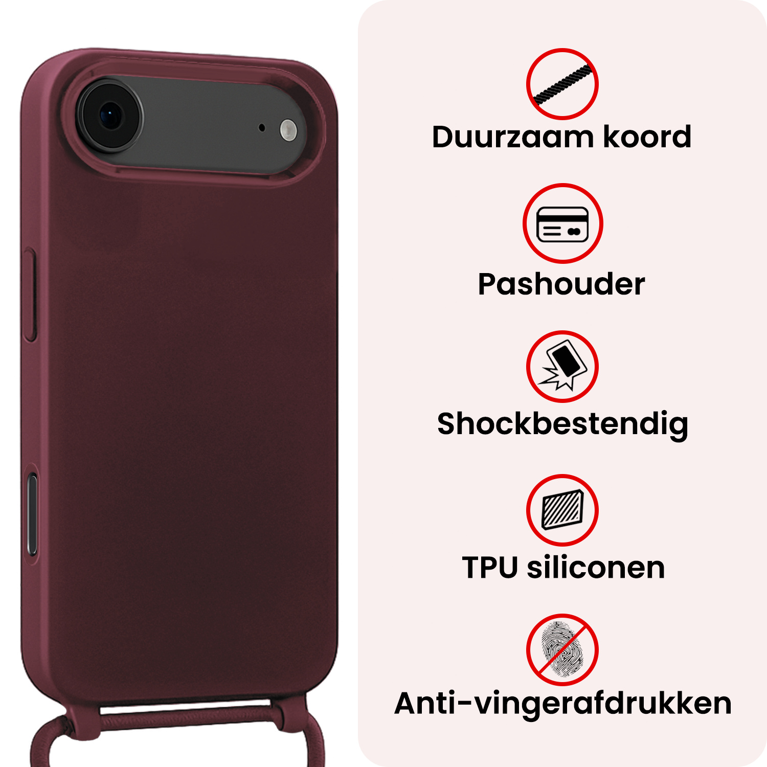 NoXx NoXx iPhone Air Hoesje met Koord - Aubergine