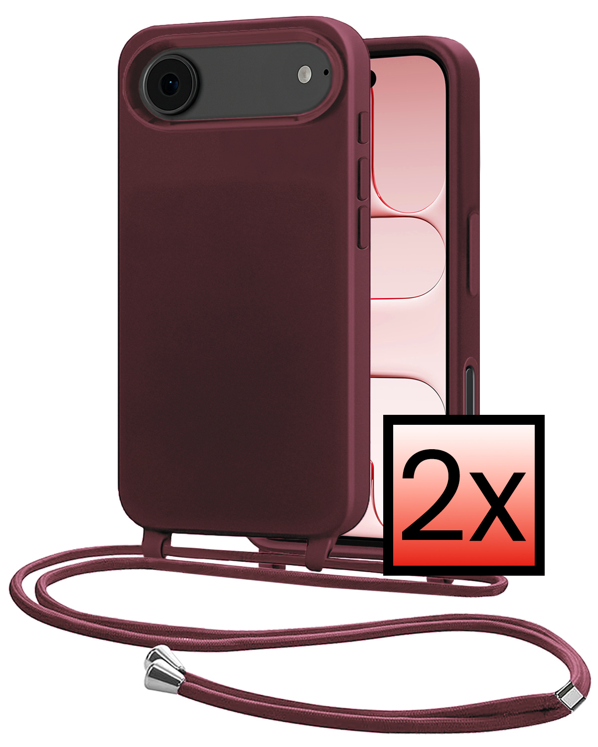 NoXx NoXx iPhone Air Hoesje met Koord - Aubergine - 2 PACK