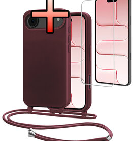 NoXx NoXx iPhone Air Hoesje met Koord Met Screenprotector - Aubergine