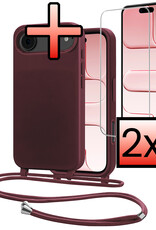 NoXx NoXx iPhone Air Hoesje met Koord Met 2x Screenprotector - Aubergine