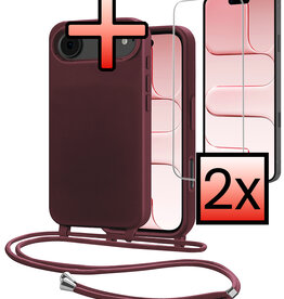 NoXx NoXx iPhone Air Hoesje met Koord Met 2x Screenprotector - Aubergine