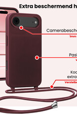 NoXx NoXx iPhone Air Hoesje met Koord Met 2x Screenprotector - Aubergine