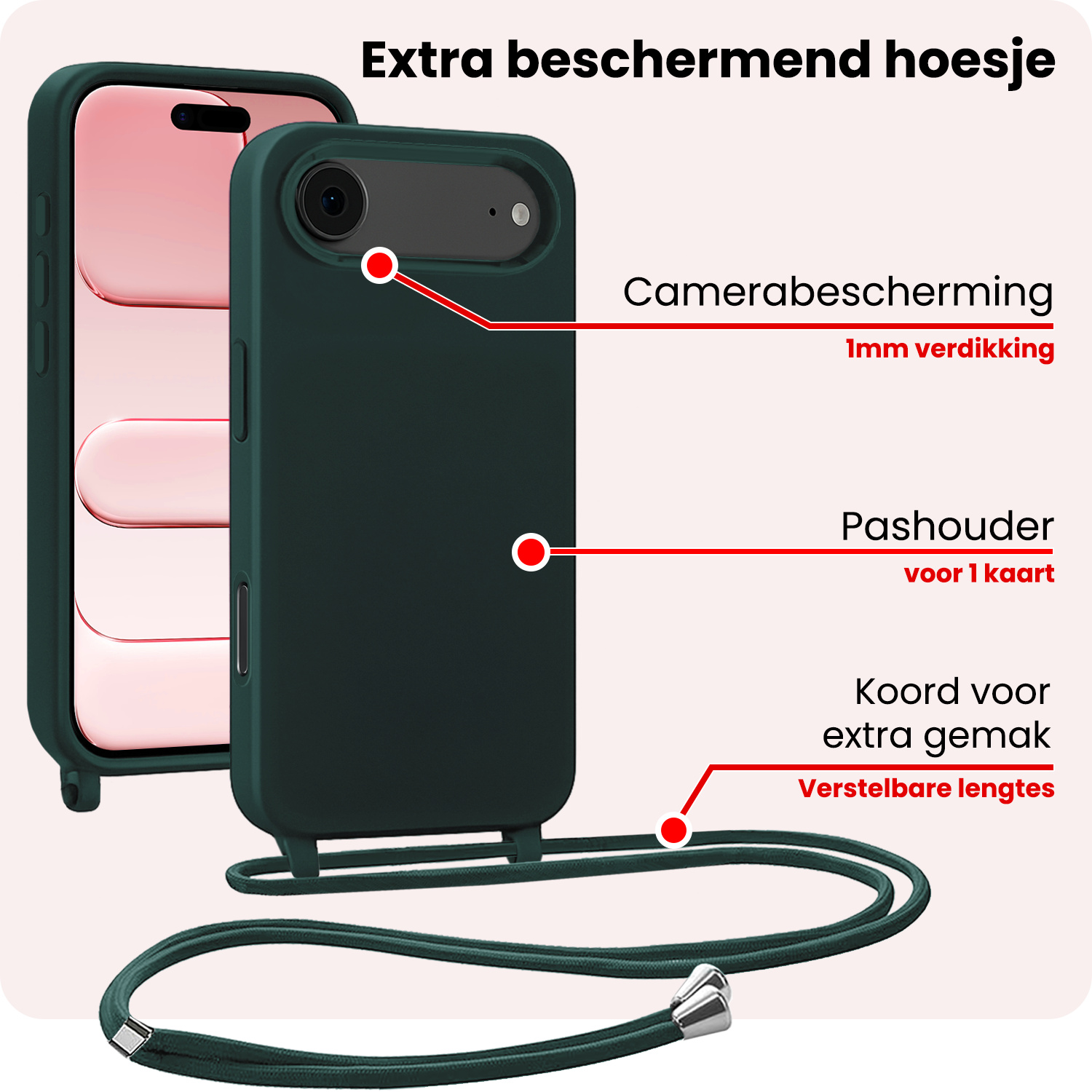 NoXx NoXx iPhone Air Hoesje met Koord - Donkergroen