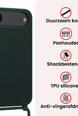 NoXx NoXx iPhone Air Hoesje met Koord Met 2x Screenprotector - Donkergroen