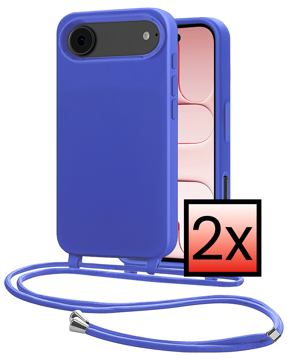 NoXx NoXx iPhone Air Hoesje met Koord - Fel Blauw - 2 PACK