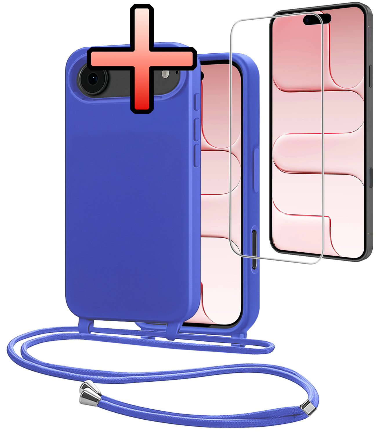 NoXx NoXx iPhone Air Hoesje met Koord Met Screenprotector - Fel Blauw