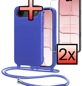 NoXx NoXx iPhone Air Hoesje met Koord Met 2x Screenprotector - Fel Blauw