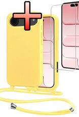 NoXx NoXx iPhone Air Hoesje met Koord Met Screenprotector - Geel
