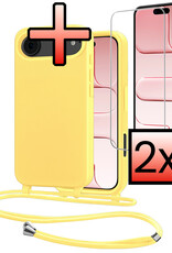 NoXx NoXx iPhone Air Hoesje met Koord Met 2x Screenprotector - Geel