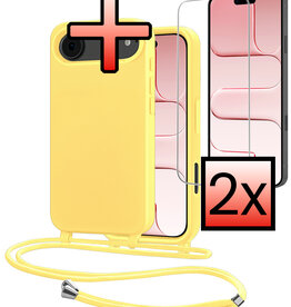 NoXx NoXx iPhone Air Hoesje met Koord Met 2x Screenprotector - Geel