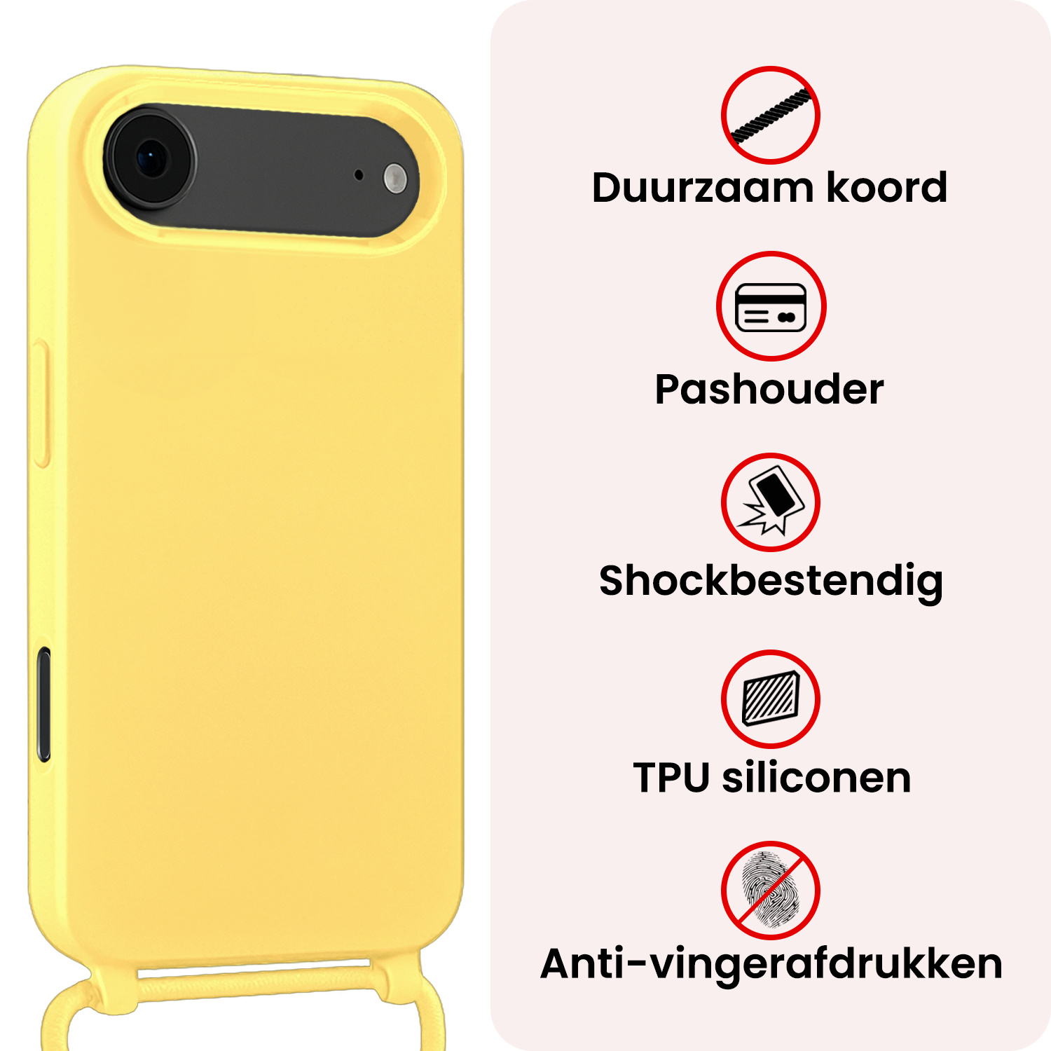 NoXx NoXx iPhone Air Hoesje met Koord Met 2x Screenprotector - Geel