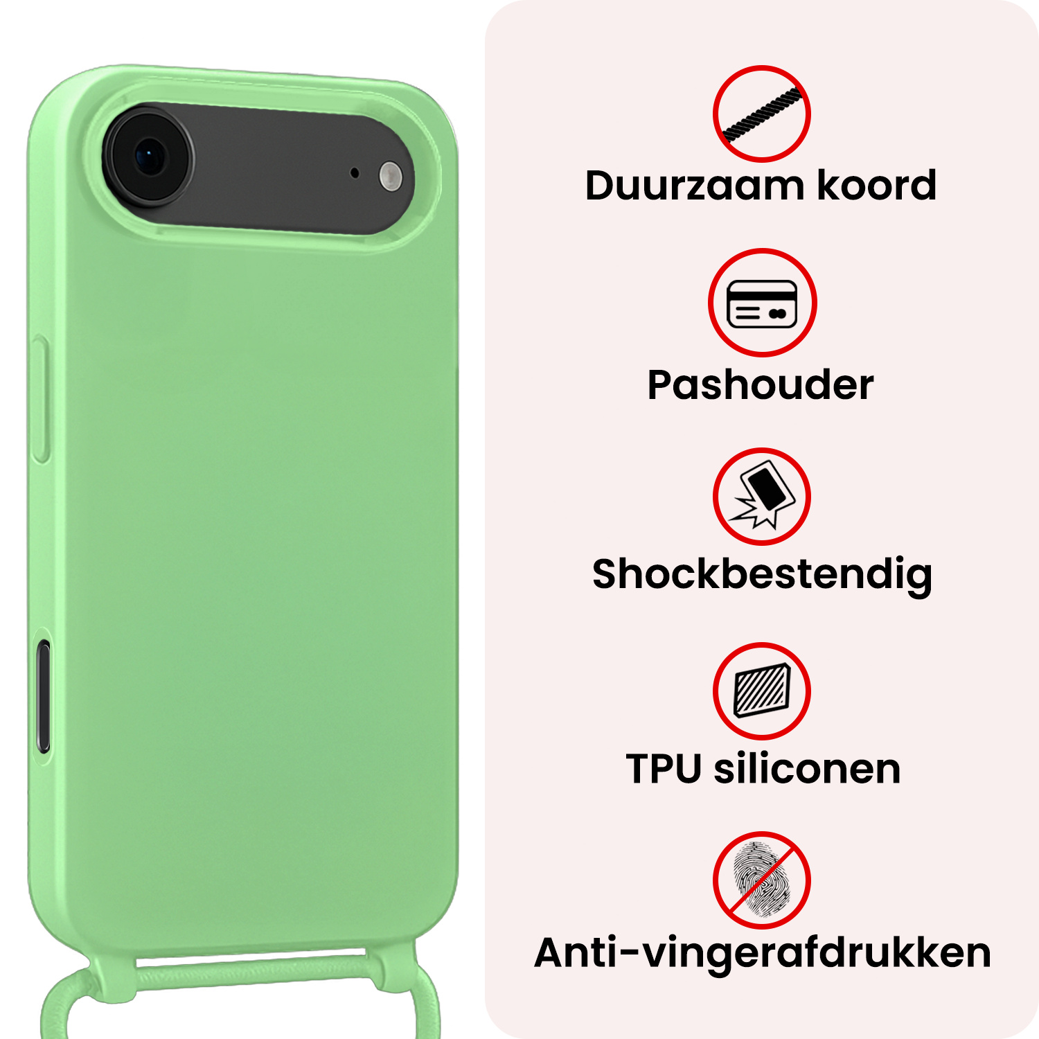 NoXx NoXx iPhone Air Hoesje met Koord - Groen - 2 PACK