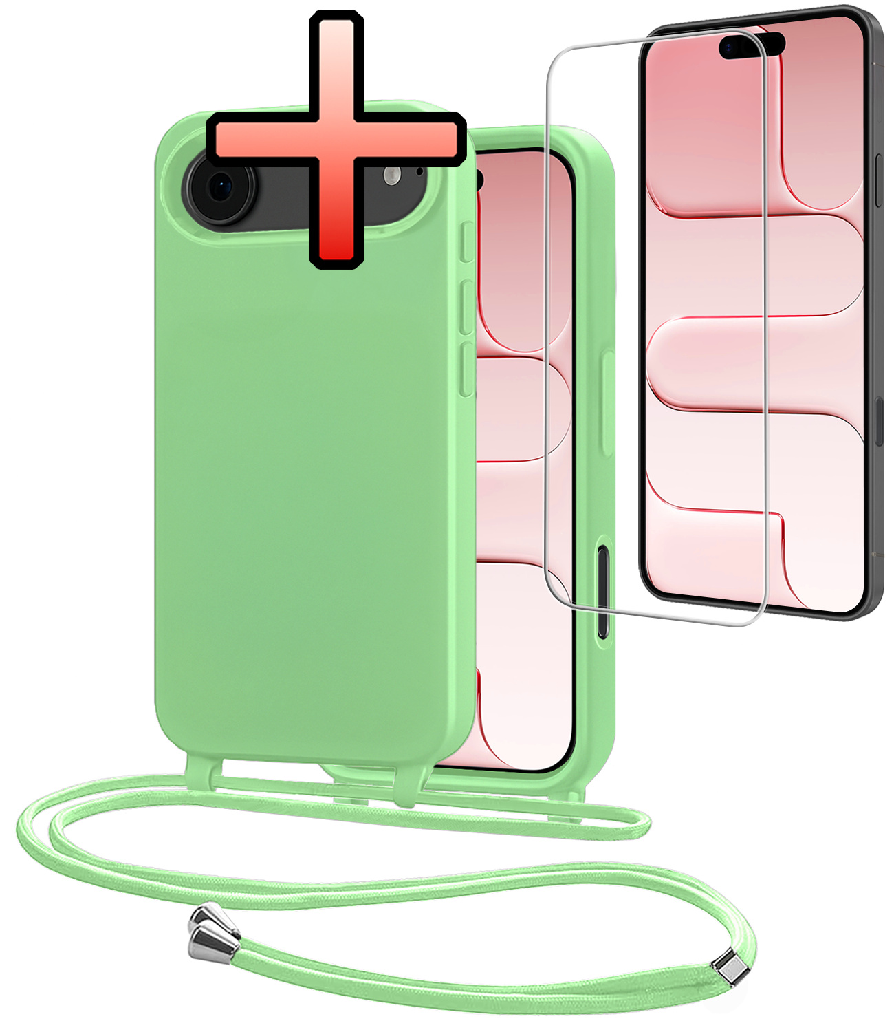 NoXx NoXx iPhone Air Hoesje met Koord Met Screenprotector - Groen