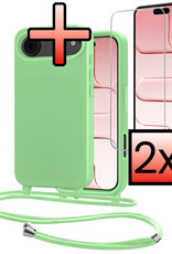 NoXx NoXx iPhone Air Hoesje met Koord Met 2x Screenprotector - Groen