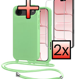 NoXx NoXx iPhone Air Hoesje met Koord Met 2x Screenprotector - Groen