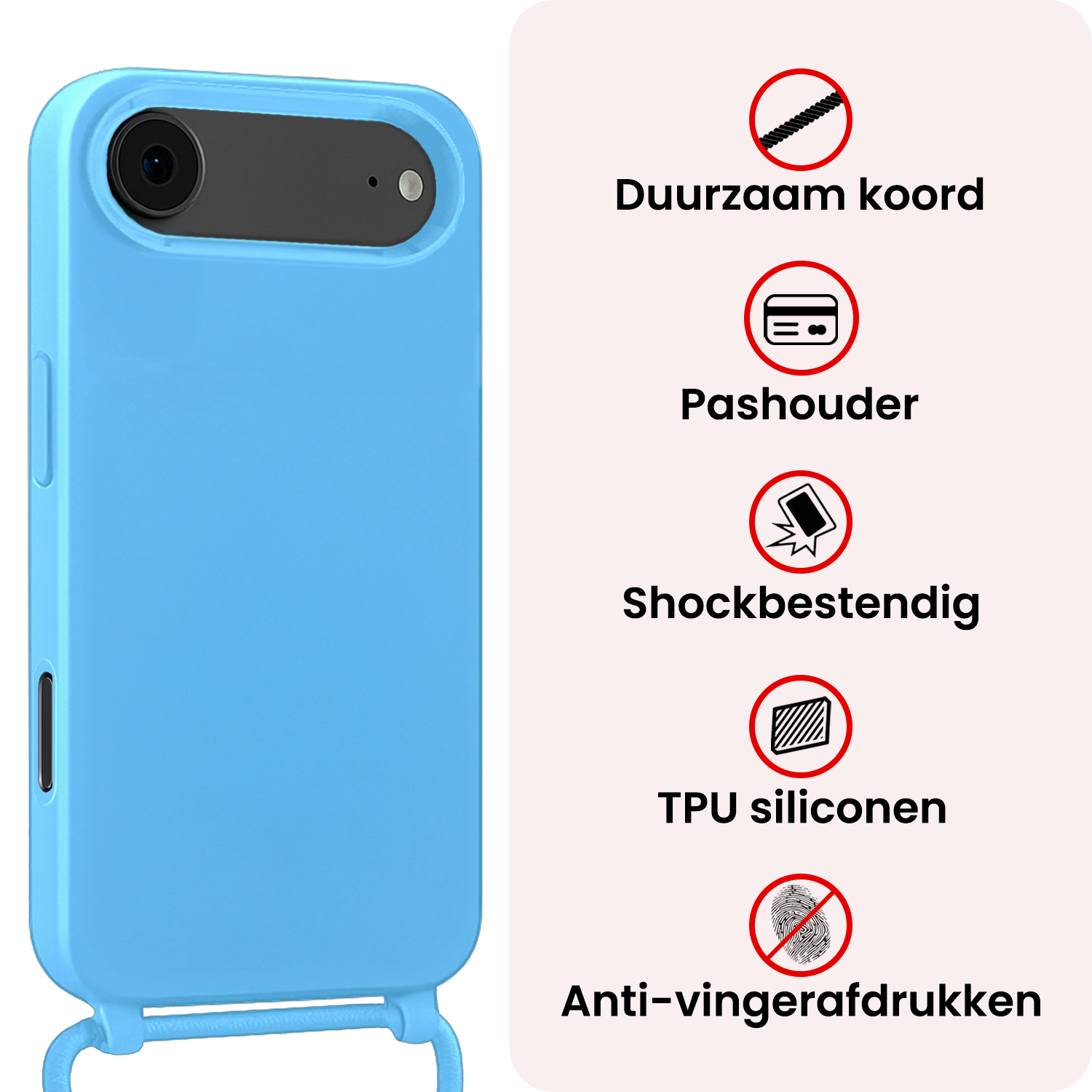NoXx NoXx iPhone Air Hoesje met Koord - Lichtblauw