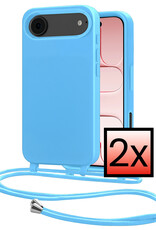 NoXx NoXx iPhone Air Hoesje met Koord - Lichtblauw - 2 PACK