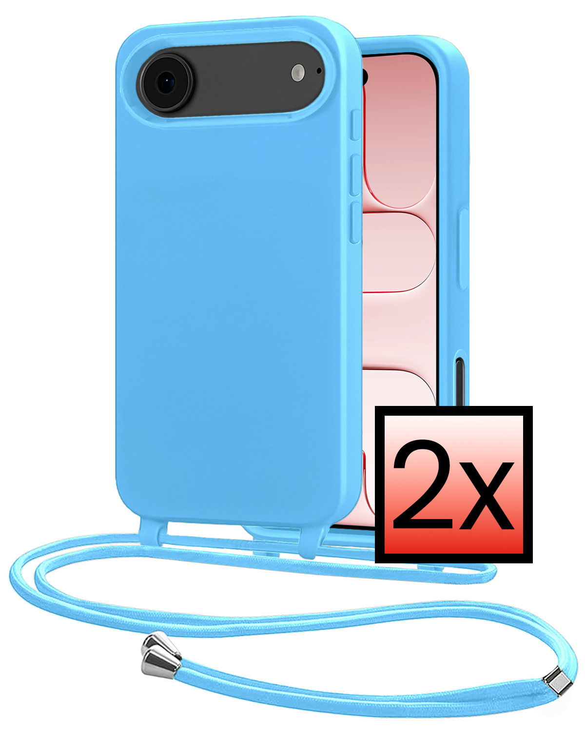 NoXx NoXx iPhone Air Hoesje met Koord - Lichtblauw - 2 PACK