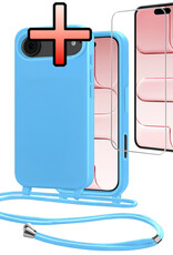 NoXx NoXx iPhone Air Hoesje met Koord Met Screenprotector - Lichtblauw
