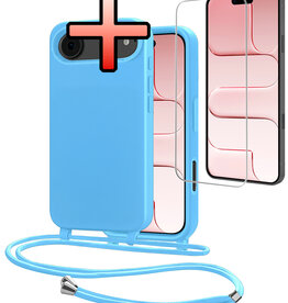 NoXx NoXx iPhone Air Hoesje met Koord Met Screenprotector - Lichtblauw