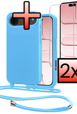 NoXx NoXx iPhone Air Hoesje met Koord Met 2x Screenprotector - Lichtblauw