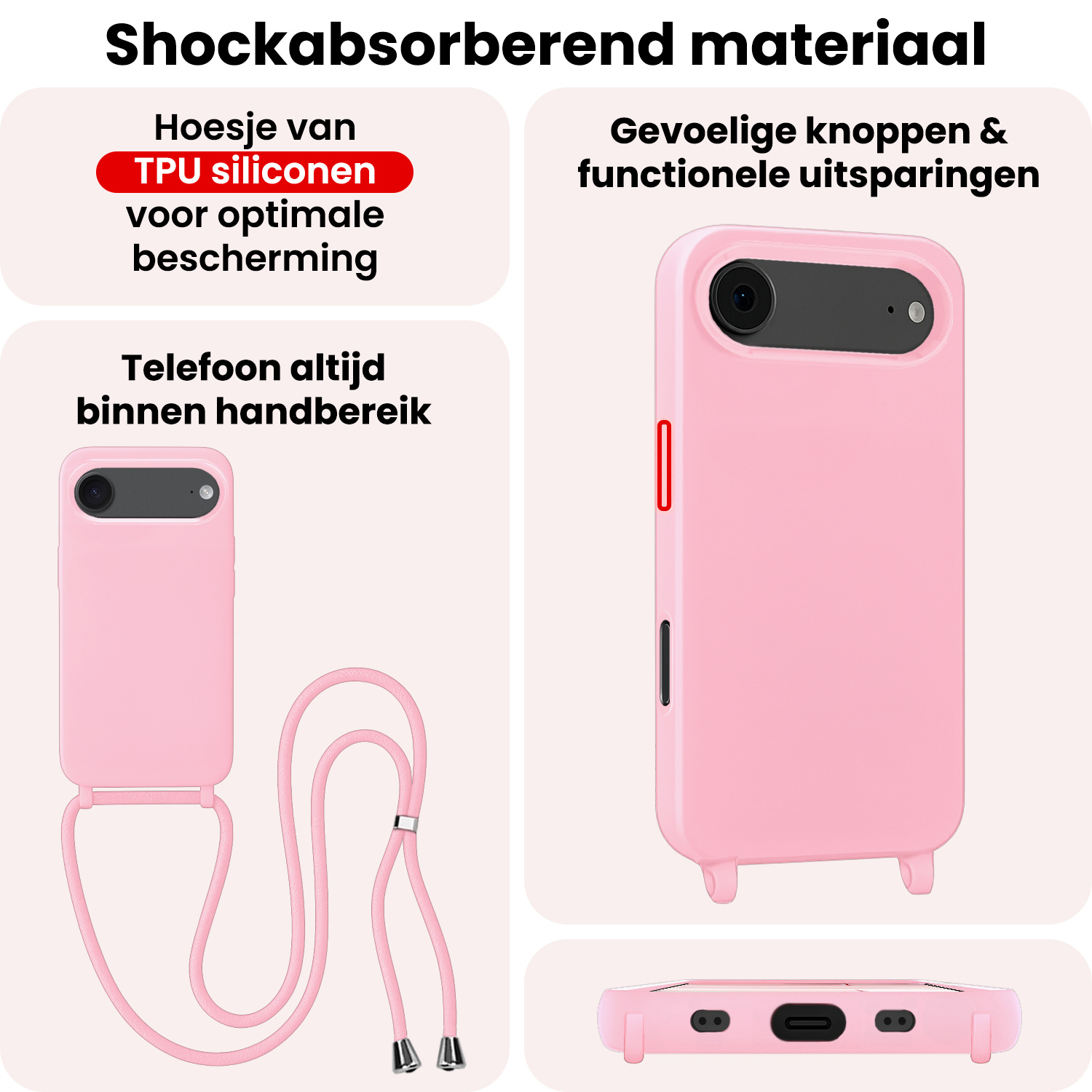NoXx NoXx iPhone Air Hoesje met Koord - Lichtroze