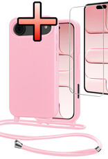 NoXx NoXx iPhone Air Hoesje met Koord Met Screenprotector - Lichtroze