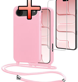 NoXx NoXx iPhone Air Hoesje met Koord Met Screenprotector - Lichtroze