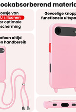 NoXx NoXx iPhone Air Hoesje met Koord Met 2x Screenprotector - Lichtroze